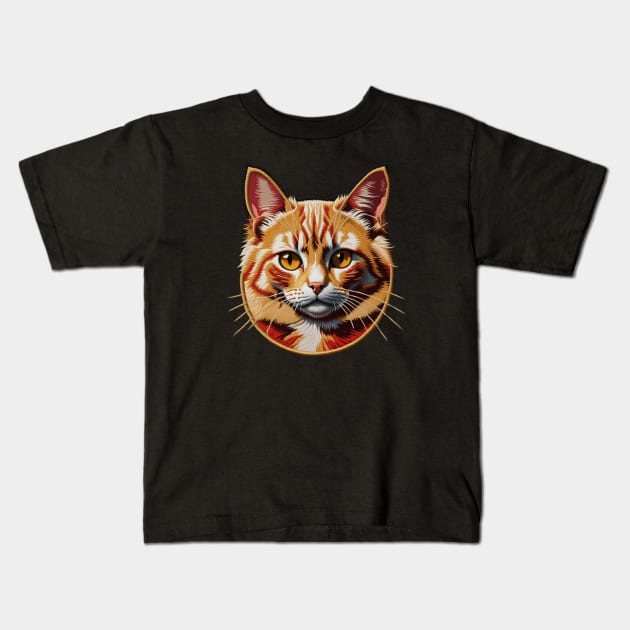 LaPerm Cat Embroidered Patch Kids T-Shirt by Xie